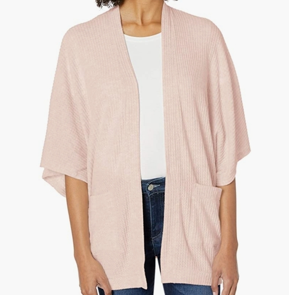 Jack by BB Dakota Rosewater Waffle Knit Go Lightly Open Front Jacket Size M